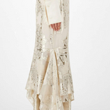 Silk crêpe dress with metal chains size 48