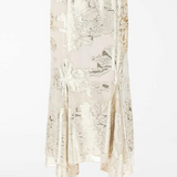 Silk crêpe dress with metal chains size 48