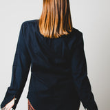 104 Camicia Vintage Re-fashion nera RL TG S con cuori dipinti a mano