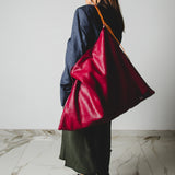 10 - NOMAD RUBY PINK – Borsa Maxi Reversibile in Pelle Bordeaux Effetto Rettile e Pelle Rosa