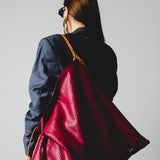 10 - NOMAD RUBY PINK – Borsa Maxi Reversibile in Pelle Bordeaux Effetto Rettile e Pelle Rosa