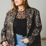 FUCHSIA JACQUARD BOMBER STYLE JACKET - REVERSIBLE IN BLACK VELVET FABRIC - CONTRASTING POCKETS