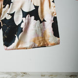 Long tailored kimono in black sequins with embroidered flowers