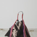 11 - NOMAD DARK COCO – Borsa Maxi Reversibile in Pelle Stampa Cocco grigio tortora  e Pelle Effetto Struzzo Nera Metallizzata