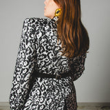 FUCHSIA JACQUARD BOMBER STYLE JACKET - REVERSIBLE IN BLACK VELVET FABRIC - CONTRASTING POCKETS