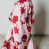 11 Kimono GUSTAVO sartoriale lungo in satin con fiori rosa