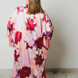 11 Kimono GUSTAVO sartoriale lungo in satin con fiori rosa