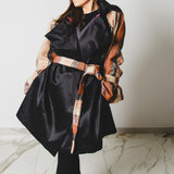 11 - Trench Sartoriale Oversize “Watson” – Pezzo Unico nero con jacquard