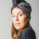 1284 Fascia modellabile per capelli invernale in lana gessata e tessuto effetto metallizzato