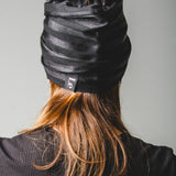 1285 Fascia modellabile per capelli invernale in lana a righe nere