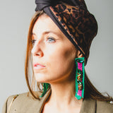 1286 Fascia modellabile per capelli invernale in velluto maculato e maglina nera