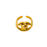 JEWELED LIPS golden stainless steel ring