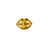 JEWELED LIPS golden stainless steel ring