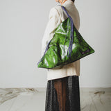 12 - NOMAD DARK JUNGLE – Borsa Medium Reversibile in Pelle effetto pitone verde smeraldo e bronzo metallizzato effetto struzzo