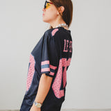 12 - T-Shirt Sportiva Rosa e Nera “LE PEG 00” tg L