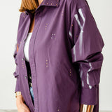 132 Camicia vintage viola taglio maschile YSL con dipinto sulla schiena  TG L - occhio e serpenti con strass
