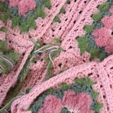 13 - Cardigan Grace - couture artigianale in lana rosa e verde – Pezzo unico tg 48/50