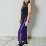 9 - ALMA Skirt – Gonna couture sartoriale in raso viola    TG 1 - 38/40