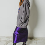 9 - ALMA Skirt – Gonna couture sartoriale in raso viola    TG 1 - 38/40
