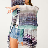 14 Kimono GUSTAVO sartoriale lungo in seta effetto tie-dye