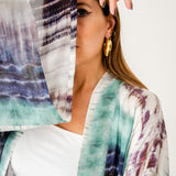 14 Kimono GUSTAVO sartoriale lungo in seta effetto tie-dye