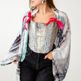14 Kimono GUSTAVO sartoriale lungo in seta effetto tie-dye