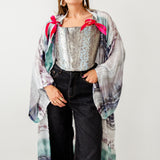 14 Kimono GUSTAVO sartoriale lungo in seta effetto tie-dye
