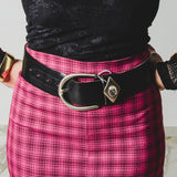 5 - ALMA Skirt – Gonna couture sartoriale in viscosa principe di Galles nero e rosa   TG 1 - 38/40
