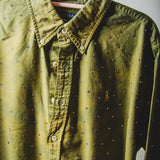 157 Camicia vintage verde taglio maschile RL con strass rosa circa 800 TG S/M