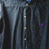 158 Camicia vintage nera taglio maschile RL con strass oro circa 700 TG L