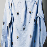 159 Camicia vintage azzurra  RL con orsetti e strass TG S/M