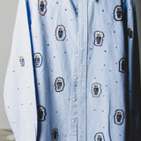 159 Camicia vintage azzurra  RL con orsetti e strass TG S/M