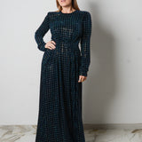 Silk crêpe dress with metal chains size 48