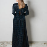 Silk crêpe dress with metal chains size 48
