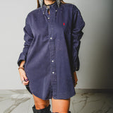 162 Camicia vintage  maschile RL con CIRCA 1000 strass argento Tg XL