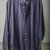 162 Camicia vintage  maschile RL con CIRCA 1000 strass argento Tg XL