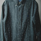 164 Camicia vintage  maschile nera RALPH LAUREN  in cotone pesante con CIRCA 700 strass argento Tg M - vestibilità over
