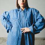 169 Camicia vintage  maschile LEVI'S L-XL con CIRCA 1300 strass neri