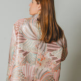 FUCHSIA JACQUARD BOMBER STYLE JACKET - REVERSIBLE IN BLACK VELVET FABRIC - CONTRASTING POCKETS