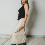 16 - ALMA Skirt – Gonna couture sartoriale in cotone gessata color panna TG 1 - 38/40