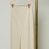 16 - ALMA Skirt – Gonna couture sartoriale in cotone gessata color panna TG 1 - 38/40
