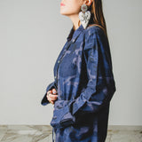 170 Camicia vintage  maschile RALPH LAUREN TG M   con CIRCA 500 strass blu