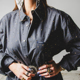 171 Camicia vintage  maschile VALENTINO TG L con CIRCA 900 strass oro