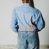 172 Camicia Vintage maschile di jeans Levis  Tg M con ricamo a mano I’M SCIURA