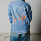 172 Camicia Vintage maschile di jeans Levis  Tg M con ricamo a mano I’M SCIURA