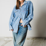 172 Camicia Vintage maschile di jeans Levis  Tg M con ricamo a mano I’M SCIURA