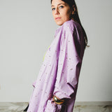 174 Camicia Vintage maschile lilla RL Tg oversize con circa 300 strass oro
