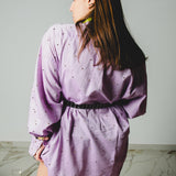 174 Camicia Vintage maschile lilla RL Tg oversize con circa 300 strass oro