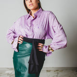 174 Camicia Vintage maschile lilla RL Tg oversize con circa 300 strass oro