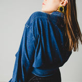 178-  Camicia VINTAGE  oversize in maglia  XXL  circa 600 strass cangianti viola blu